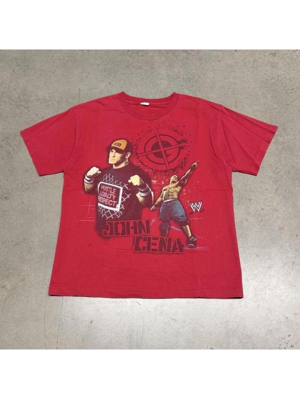 Vintage John Cena T Shirt Mens Small Red WWE Wrestling Rap Style Graphic Y2K